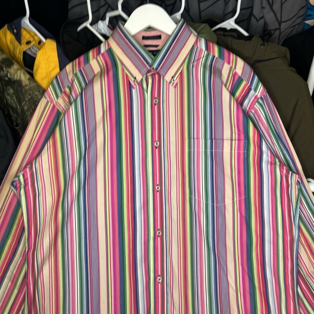 Tommy Hilfiger Vibrant Multicolor Striped Long Sleeve Button Shirt Small